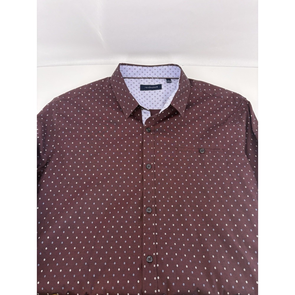 7 Diamonds Mens Geometric Print Button Down Shirt Size Large